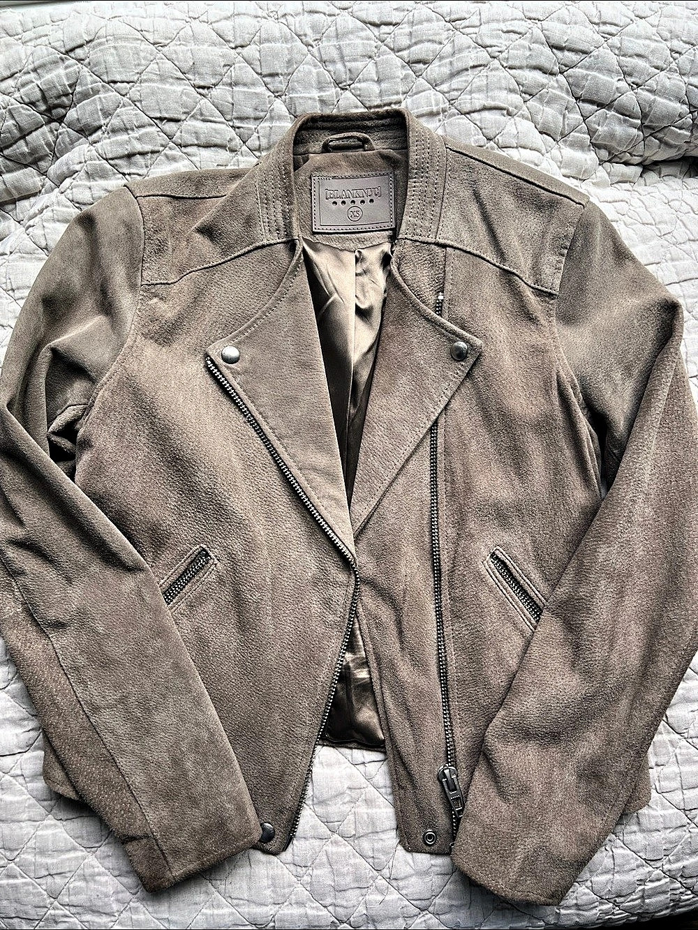 BLANKNYC Morning Suede Moto Jacket Brown XS
